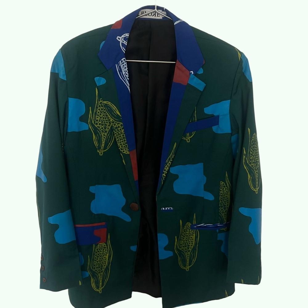 Bloke Green Silkscreened Blazer  (Gently Worn)